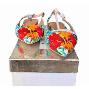 Matiko Shoes Womens Size 37 Hawaiian Floral Slingback Pointed Toe Flats